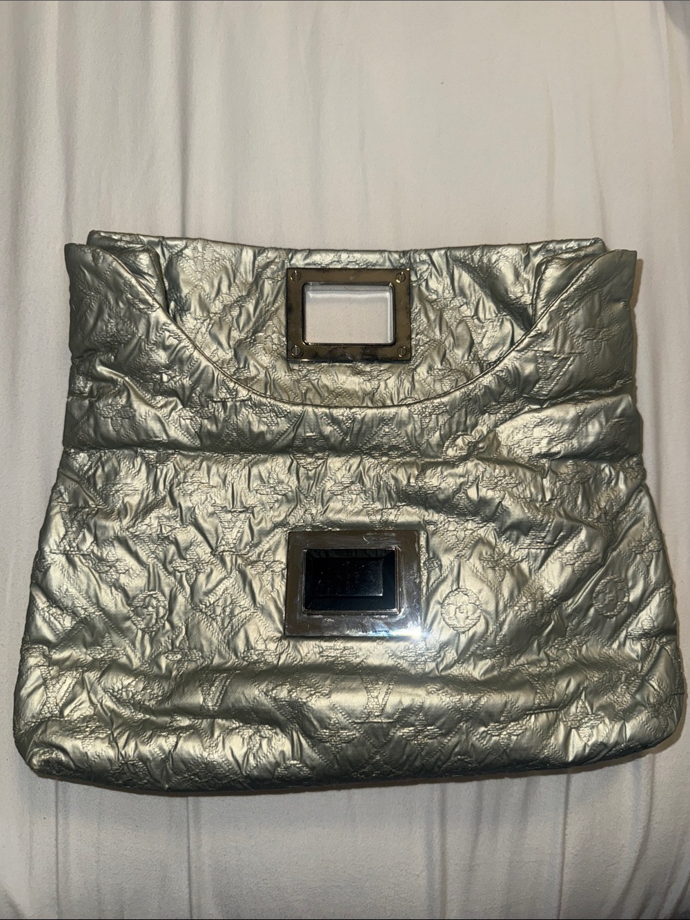 Louis Vuitton Silver Quilted Monogram Clutch - Picture 3 of 5